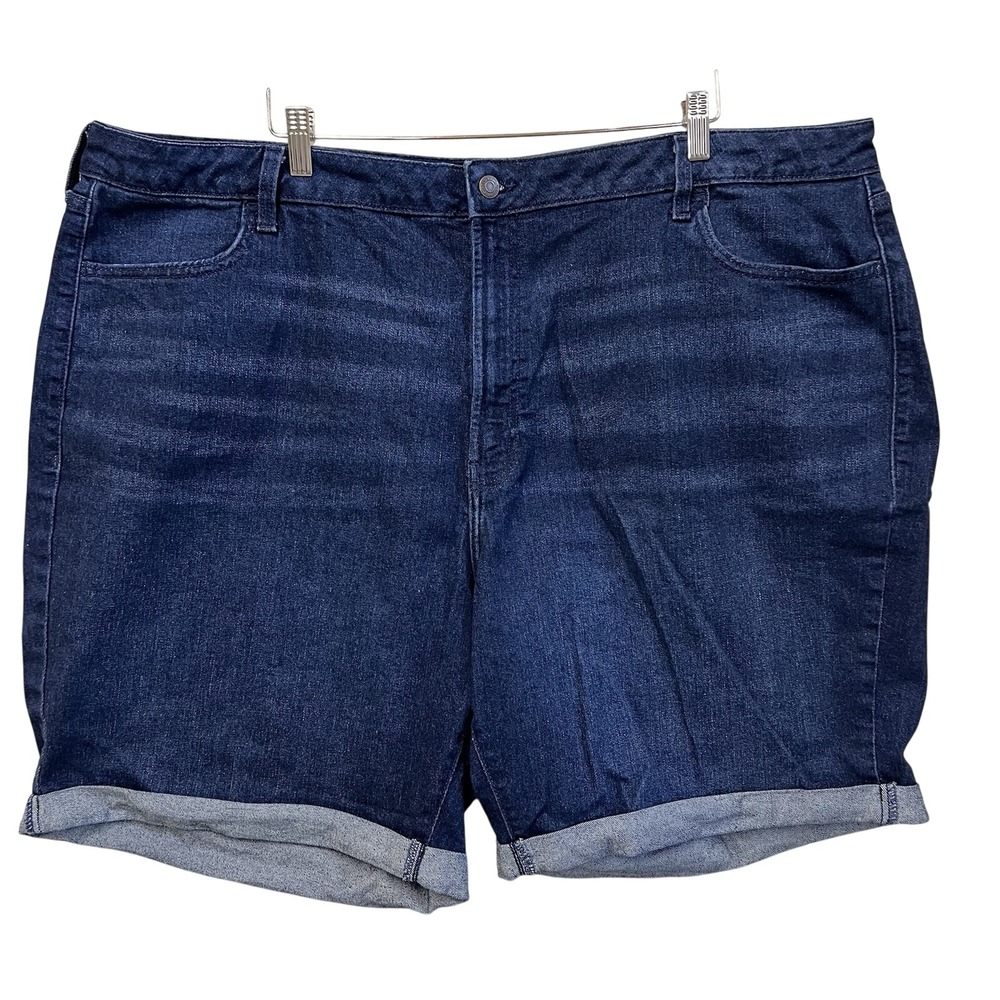Old Navy High-Rise Wow Denim Jean Shorts Women 26 Dark Wash Blue Cuffed Summer